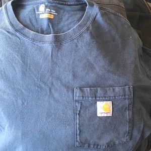 Navy carhartt short sleeve t shirt.